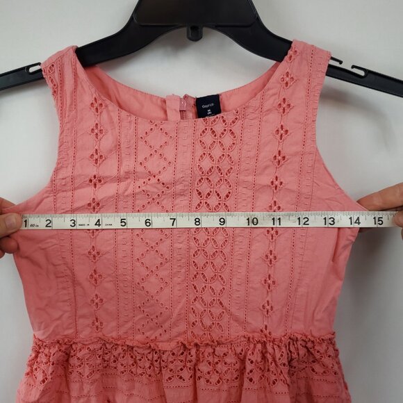 Gap Kids Peachy Pink Patterened Eyelet Embroidered Sleeveless Dress Sz M 8 - Picture 9 of 11